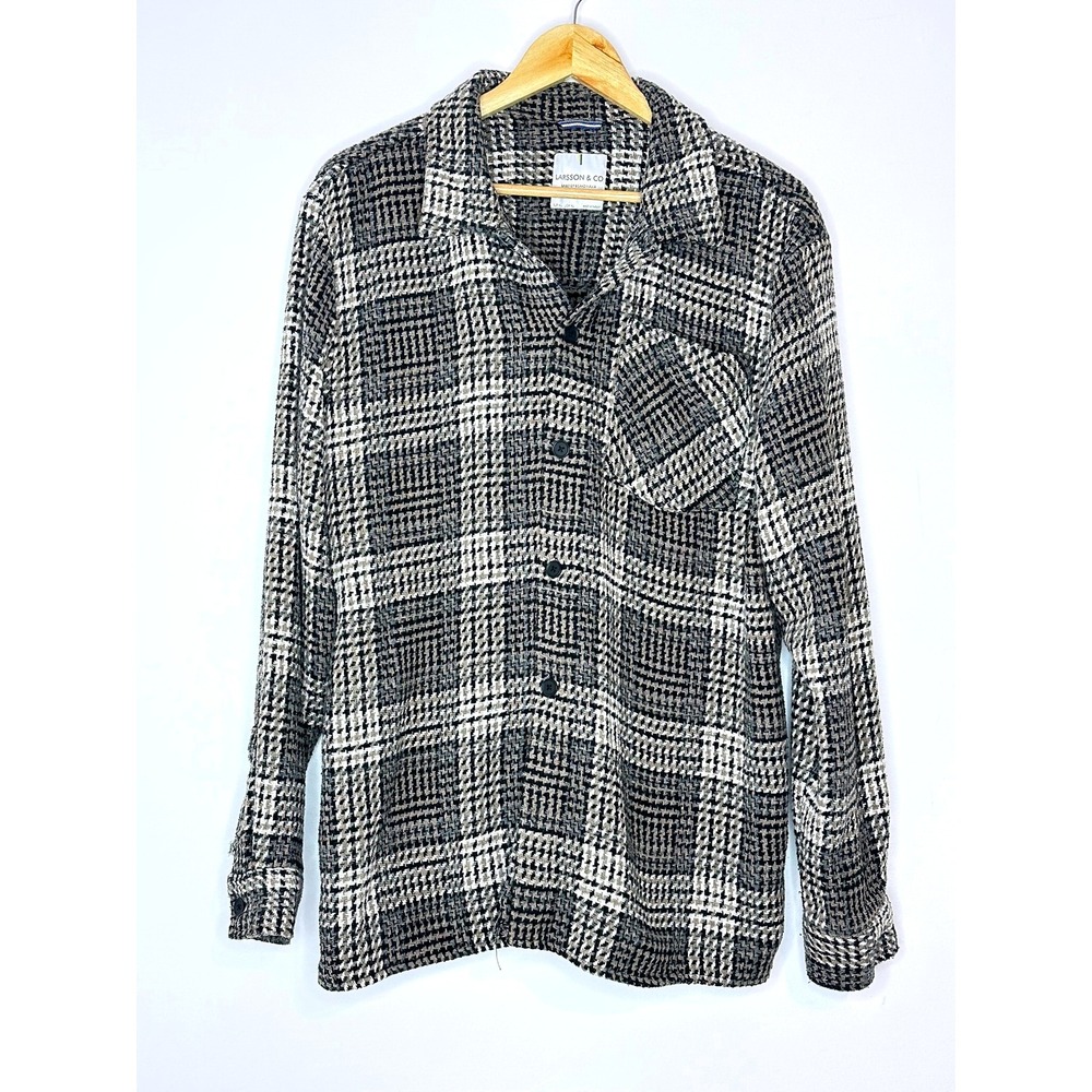 Larsson‎ & Co XL Overshirt Jacket Black Plaid Houndstooth Scandinavian Style